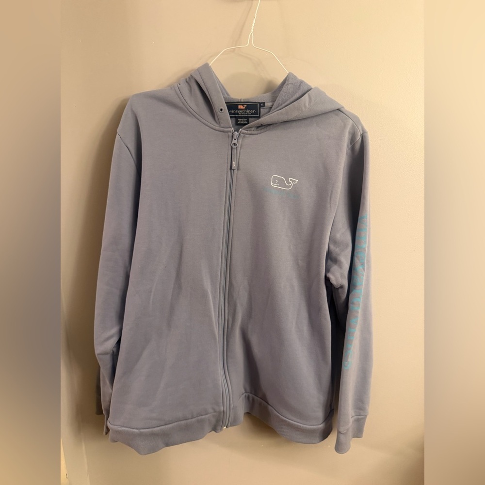 Vineyard Vines Blue Full Zip Hoodie Whale Logo XL